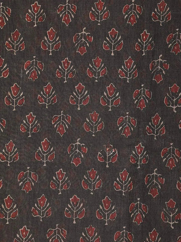 Navy Blue Chanderi Silk Saree with Floral Design & Designed Border - Diadem