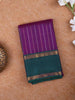 Violet Pure Kanchipuram Bridal Silk Saree With Stripes Design - Diadem