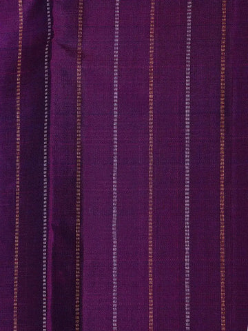 Violet Pure Kanchipuram Bridal Silk Saree With Stripes Design - Diadem