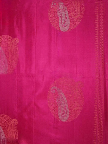 Pink Soft Silk Saree with Floral and Paisley Motif on the Body and without Border - Diadem