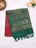 Dark Red Pure Kanchipuram Bridal Silk Saree with Zari Butta on the body and Contrast Zari Border - Diadem