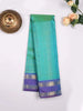 Blue Green Dual Tone Pure Kanchipuram Bridal Silk Saree with Stripes on the body and Contrast Zari Border - Diadem