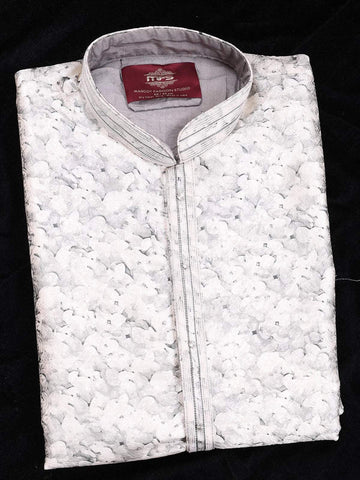 Grey Kurta Set Adorned with Design Prints, with Dupatta - Diadem