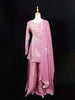 Baby Pink Palazzo Salwar Suit Adorned with Thread and Floral Prints Design with Dupatta - Diadem