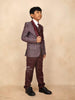 Wine Kids Coat Suit Adorned with Glitters and Stripes Design with Tie - Diadem