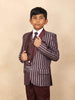 Wine Kids Coat Suit Adorned with Glitters and Stripes Design with Tie - Diadem