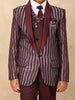 Wine Kids Coat Suit Adorned with Glitters and Stripes Design with Tie - Diadem
