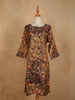 Brown Cotton Kurti Top Adorned with Floral Designs - Diadem