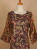 Brown Cotton Kurti Top Adorned with Floral Designs - Diadem