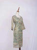 Light Teal Green Cotton Kurti Top Adorned with Flower Design Prints without Dupatta - Diadem