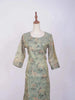 Light Teal Green Cotton Kurti Top Adorned with Flower Design Prints without Dupatta - Diadem