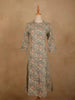 Light Green Cotton Kurti Top Adorned with Sequince of Floral Design Prints, Without Dupatta - Diadem