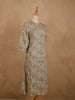 Light Green Cotton Kurti Top Adorned with Sequince of Floral Design Prints, Without Dupatta - Diadem