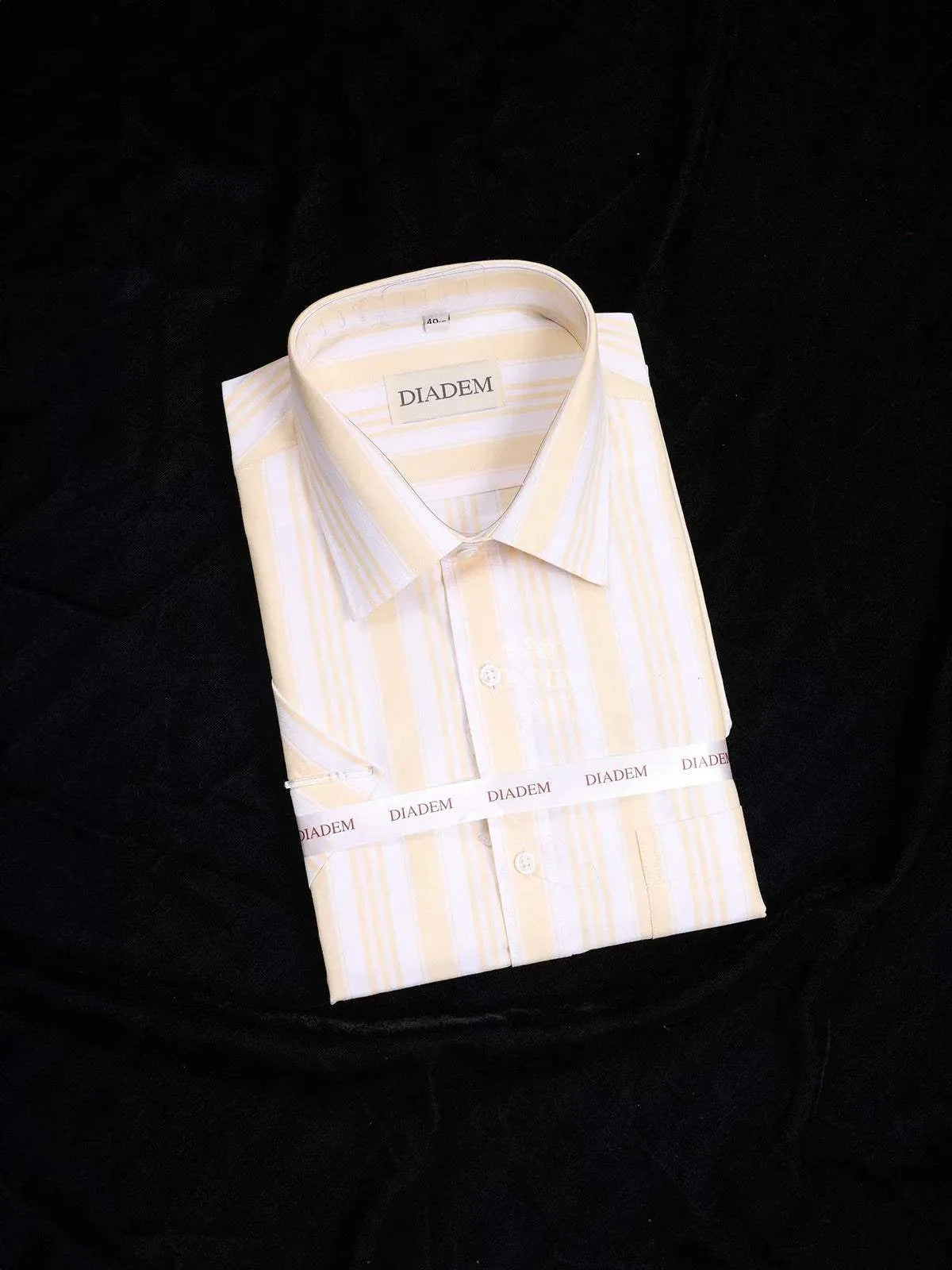 Light Yellow Cotton Formal Shirt with Stripes Design - Diadem