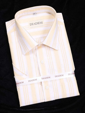 Light Yellow Cotton Formal Shirt with Stripes Design - Diadem