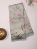 Light Blue Semi Tussar Silk Saree with Floral Design On the Body without Border - Diadem