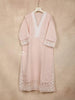 Peach Straight Cut Salwar Suit Adorned with Plain Design and Laced Neck with Dupatta - Diadem