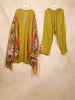 Mustard Yellow Straight Cut Salwar Suit Adorned with Sequins and Stripes Design With Dupatta - Diadem