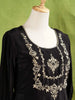 Black Palazzo Suit Adorned with Floral Embroidery Without Dupatta and 3/4 Sleeve - Diadem