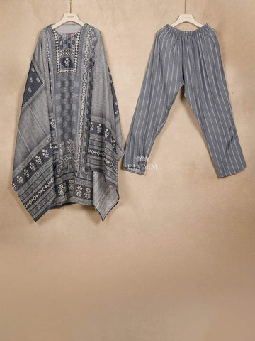 Light Blue Straight Cut Salwar Suit for Girls Adorned with Sequins and Floral Design with Dupatta - Diadem