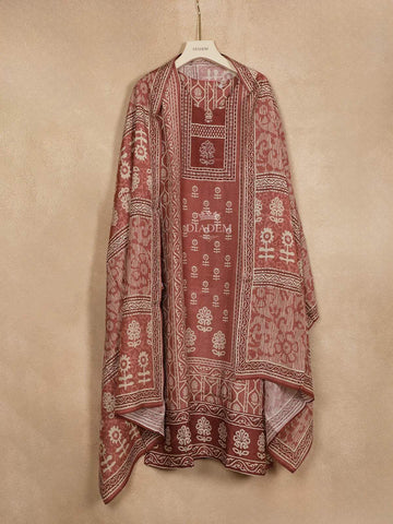 Light Brown Crepe Straight Cut Salwar Suit Adorned with Floral Prints paired with Dupatta - Diadem