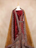 Dark Red Velvet Bridal Lehenga for Women with Floral Embroidery - Diadem