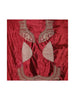 Dark Red Velvet Floral Embroidered Bridal Lehenga - Diadem