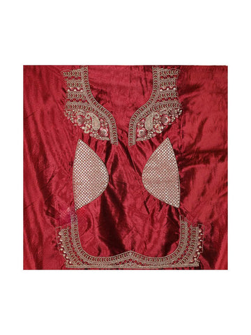 Dark Red Velvet Floral Embroidered Bridal Lehenga - Diadem