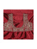 Dark Red Velvet Floral Embroidered Bridal Lehenga - Diadem