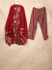 Red Straight Cut Salwar Suit Adorned with Mirror and Floral Design with Dupatta - Diadem