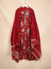 Red Straight Cut Salwar Suit Adorned with Mirror and Floral Design with Dupatta - Diadem