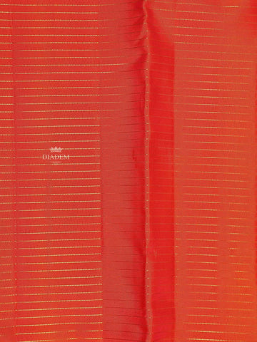 Orange Pure Kanchipuram Silk Saree with Stripes Design on the Body and Without Border - Diadem