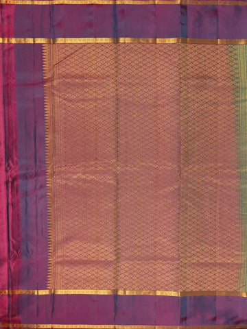 Green Pure Kanchipuram Silk Saree with Checks Design on the Body with Zari Border - Diadem