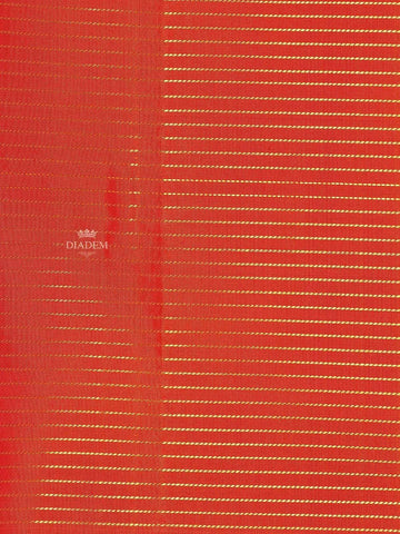 Orange Pure Kanchipuram Silk Saree with Stripes Design on the Body and without Border - Diadem