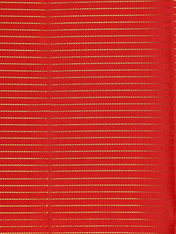 Red Pure Kanchipuram Bridal Silk Saree with Stripes and Floral Design on the Body and Without Border - Diadem