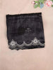 Black Crush Satin Saree with Dotted Designs on the body and Embroidery Border - Diadem