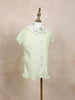 Olive Green Kids Top Adorned with 3D Flower and Stripes Design - Diadem