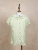 Olive Green Kids Top Adorned with 3D Flower and Stripes Design - Diadem