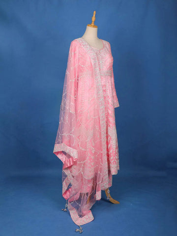 Pastel Pink Floral Embroidery Salwar Suit for Girls - Diadem