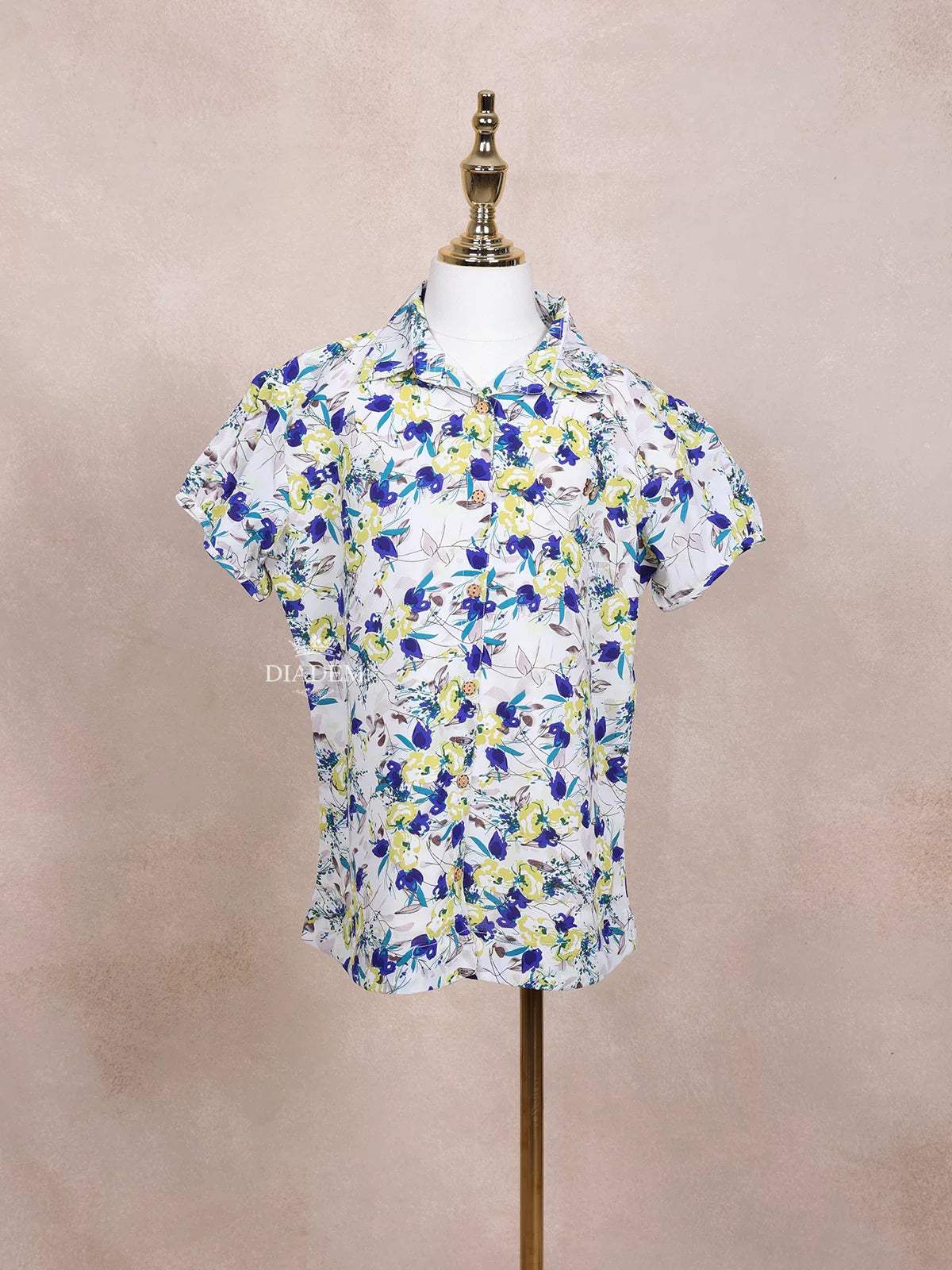 Off-White Kids Top Adorned with Flower and Leaf Designs - Diadem