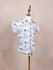 White Kids Top Adorned with Floral Design - Diadem