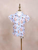 Light Blue Kids Top Adorned with Flower and Leaf Designs - Diadem