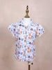 Light Blue Kids Top Adorned with Flower and Leaf Designs - Diadem