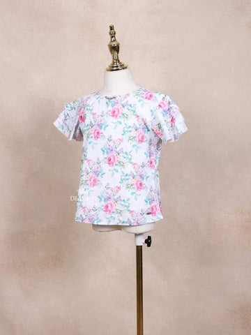 Off-White Kids Top Adorned with Flower Prints Design - Diadem
