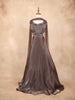 Dark Brown Gown with Sequins, Beads and Floral Design - Diadem