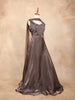 Dark Brown Gown with Sequins, Beads and Floral Design - Diadem