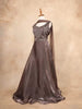 Dark Brown Gown with Sequins, Beads and Floral Design - Diadem