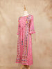 Pink Kurti Top Adorned with Pearls and Floral Design - Diadem