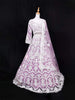 Lavender Net Lehenga Embellished with Floral Embroidery paired with Dupatta - Diadem