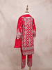 Red Kids Salwar Suit Embellished with Sequins and Stones Floral Design with Dupatta - Diadem